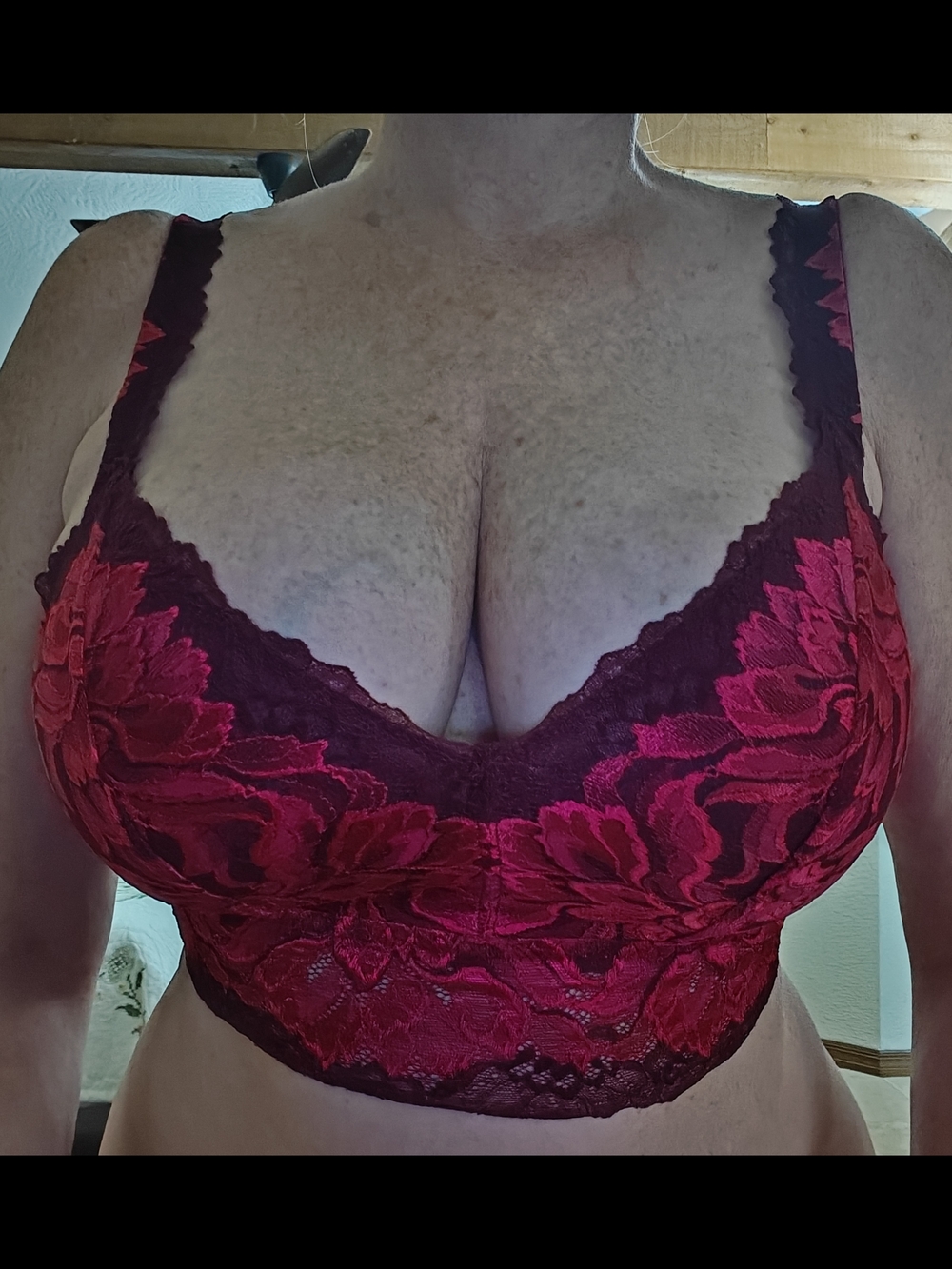 RARECosabella Curvy Bralette Lace Longline Bra in Deep Red